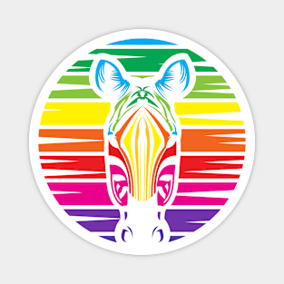 Rainbow zebra. Cheerful bright motley zebra Magnet